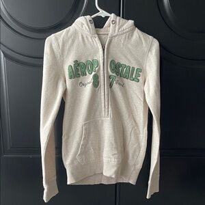 Aeropostale Light Tan Hoodie with Green Accents